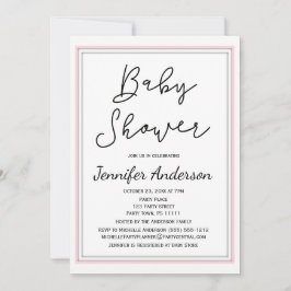 Vit, svart, enkel och ren Rosa-skugga Inbjudningar