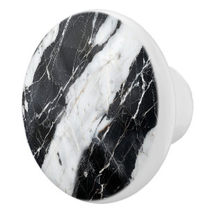 Vit & Svart Falsk marmor monogram Knopp