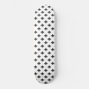 Vit Svart Fleur De Lis Elegant Mardi Gras Mini Skateboard Bräda 18,5 Cm