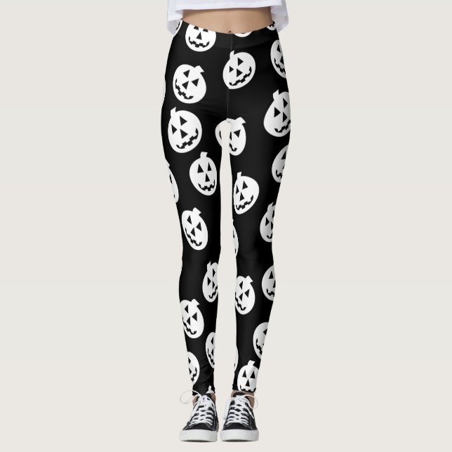 Vit/svart för damasker för jackO'Lantern Leggings (Framsida)