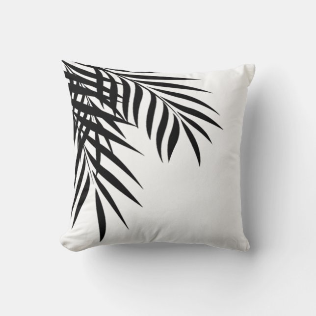 Vit & svart för strandpalmträdSilhouette | Kudde (Framsida)