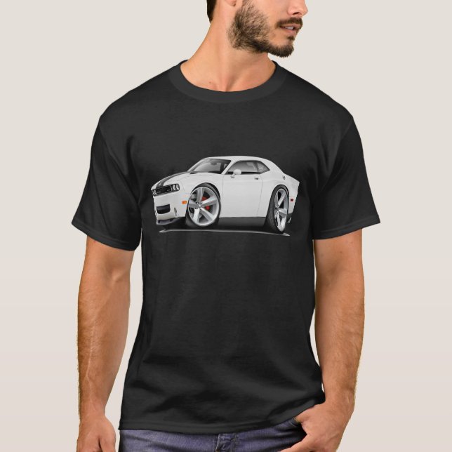 Vit-Svart för utmanare SRT8 bil T-shirt (Framsida)