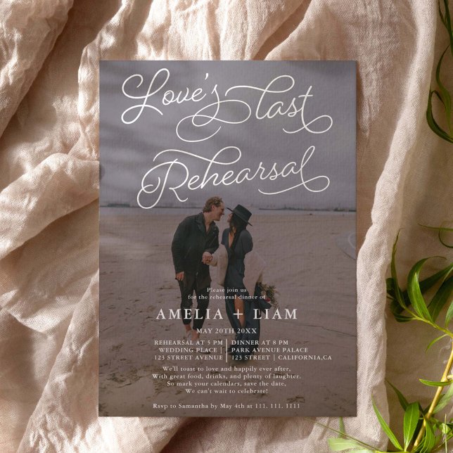 Vit svart foto Kärlek förra repetitionsmiddagen Inbjudningar (Skapare uppladdad)