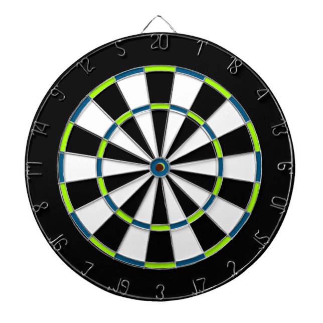 Vit, svart, Gult och blå Metall-burk Dartboard Darttavla (Framsidan)
