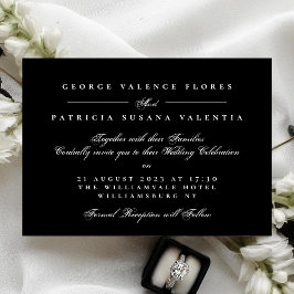 Vit svart kalligrafi Elegant bröllop Inbjudningar