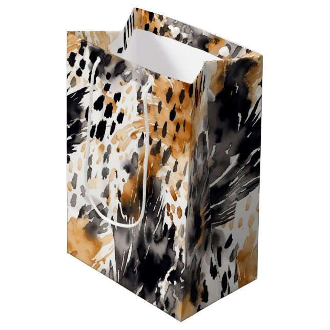 Vit Svart Kräm Leopard Djur Blommig Födelsedag (Framsidan Vinklad)