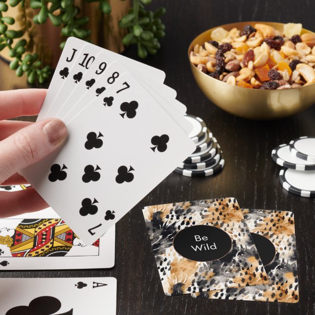 Vit Svart Kräm Leopard Djur   Casinokort (På plats)