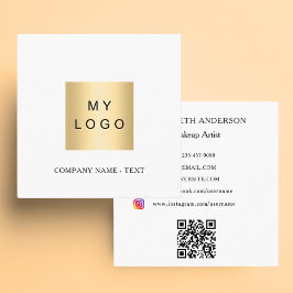 Vit svart logotyp, QR-social-media Fyrkantigt Visitkort