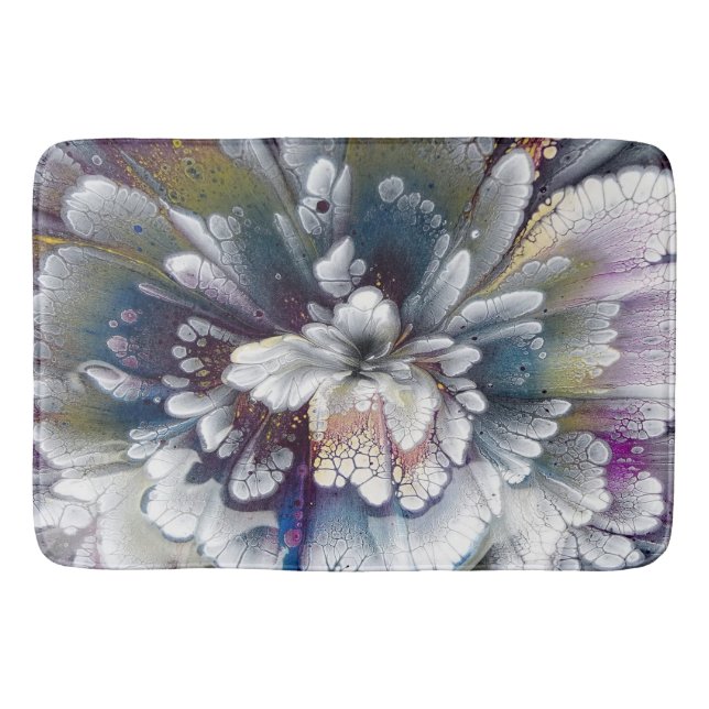 Vit, svart, marin blå akrylfärgad färg badrumsmatta (Framsidan)