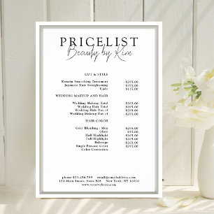 Vit & Svart Minimalistisk Elegant Salong Prislista Poster