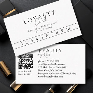 Vit & Svart Minimalistisk Elegant Salong QR-kod Visitkort