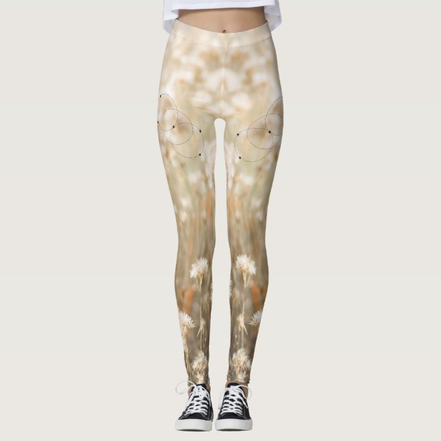 Vit, svart, minimalistisk färglös självbetjäning F Leggings (Framsida)