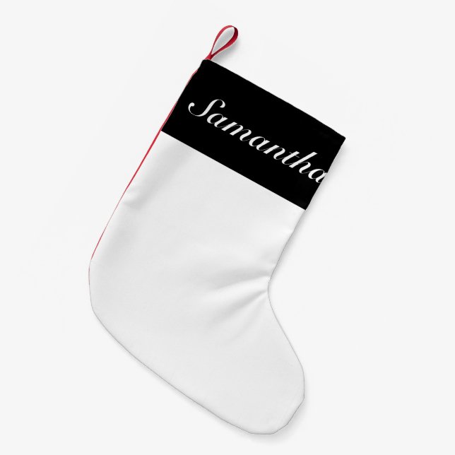Vit svart, minimalistisk, klassisk julklapp liten julstrumpa (Framsidan (Hängande))