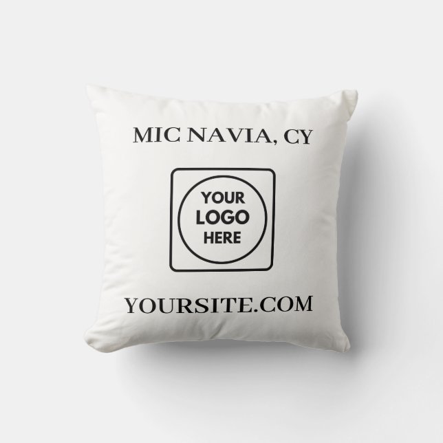 Vit Svart Modern Rektangulär Logotyp Kastkudde Kudde (Framsida)