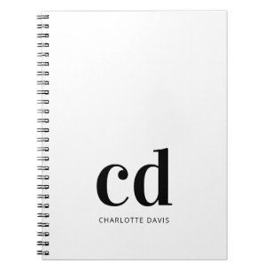 Vit svart monogram initialer elegant minimalist anteckningsbok