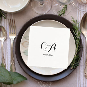 Vit svart monogram pappersservett