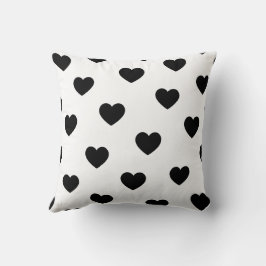 Vit svart, Mysigt, modern, romsk Chic Heart Kudde