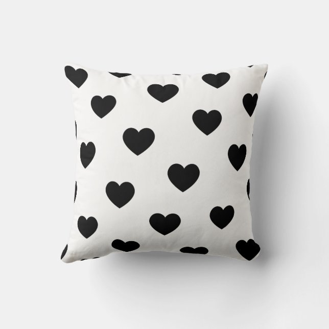 Vit svart, Mysigt, modern, romsk Chic Heart Kudde (Baksida)