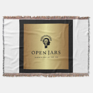 Vit, svart och Guld-bomullstusslor, rand Filt