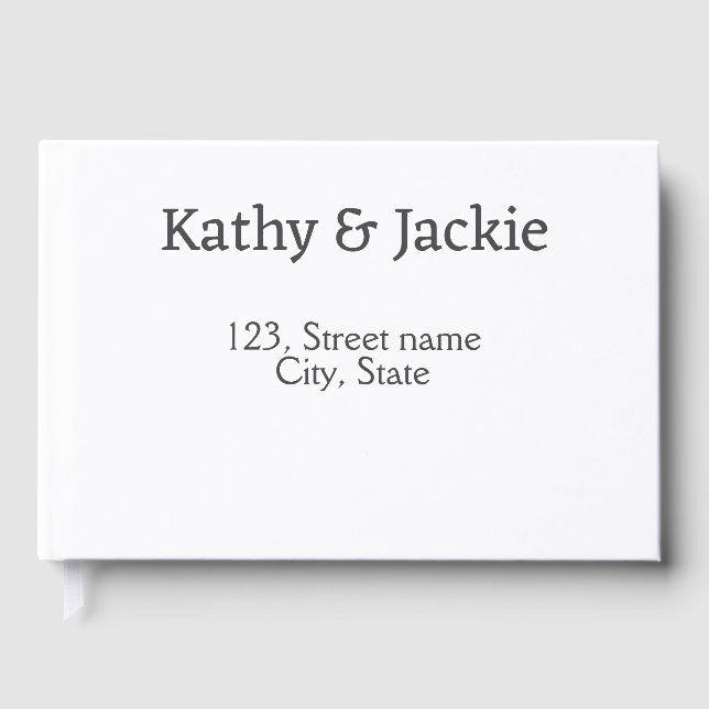 Vit svart par namn adress stad stat enkel  gästböcker (Framsida)