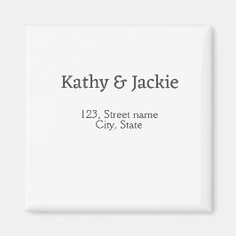 Vit svart par namn adress stad stat enkel  magnet