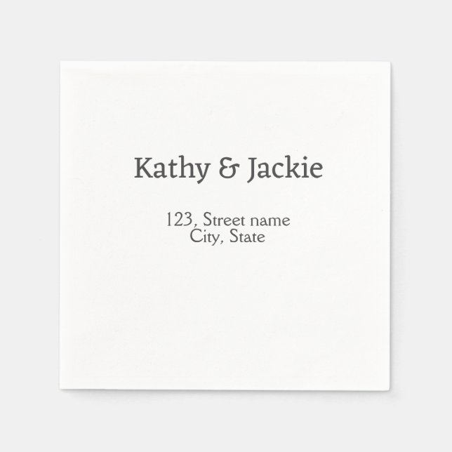Vit svart par namn adress stad stat enkel  pappersservett (Framsidan)
