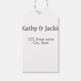 Vit svart par namn adress stad stat enkel  presentetikett