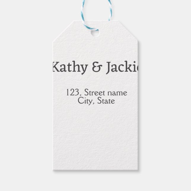 Vit svart par namn adress stad stat enkel  presentetikett (Framsidan)