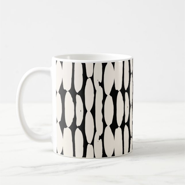 Vit svart punkt mönster. Skeppscirkeln är sömlös.  Kaffemugg (Vänster)