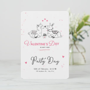 Vit Svart Rosa Minimalistisk Söt Alla Hjärtans Dag Inbjudningar