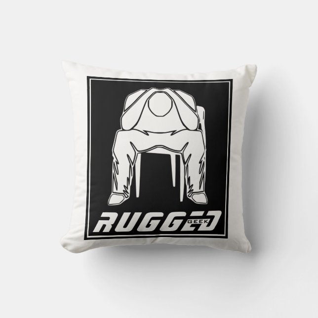Vit, svart, ruggad Man Holhead | Thinking Man Kudde (Framsida)