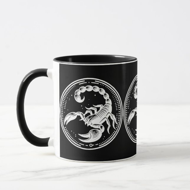 Vit Svart Skorpion Astrologi Stjärntecken Skorpion Mugg (Vänster)