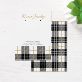 Vit, svart, tättad Tartan Earring Background Visitkort
