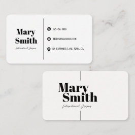 Vit Svart Typografi Anpassningsbar Minimalistisk Visitkort