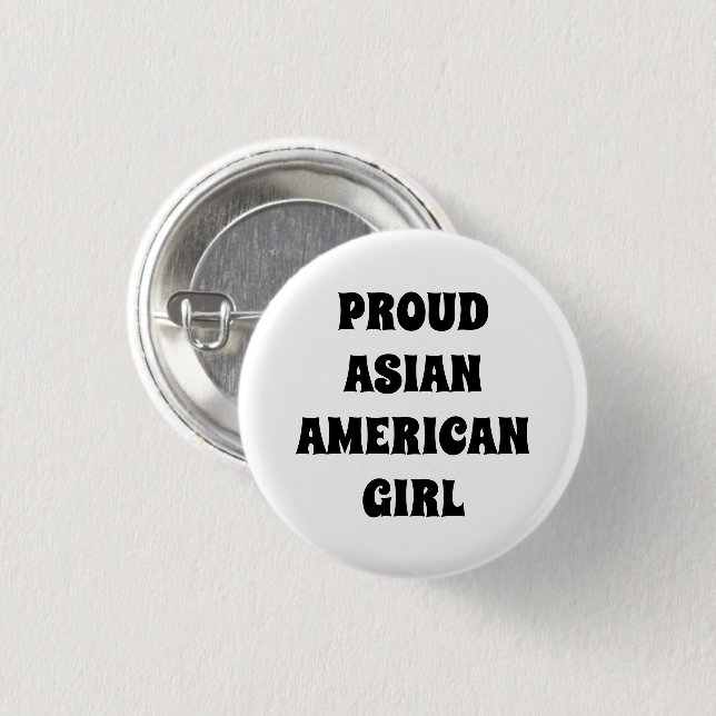 Vit svart typografi av proud asiatisk amerikansk f knapp (Framsida & baksida)
