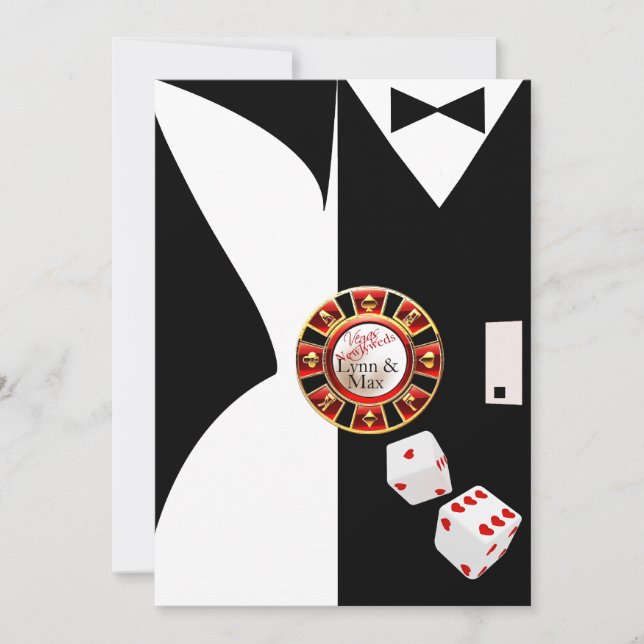 Vit Svart Vegas Nyårsfirande Bröllopsreception Inbjudningar (Framsida)