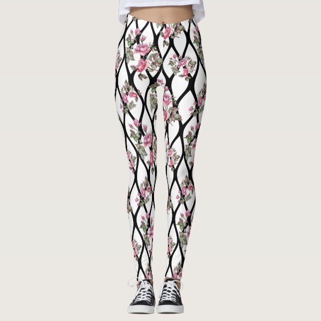 Vit-/svartrodesignkvinna damasker leggings (Framsida)
