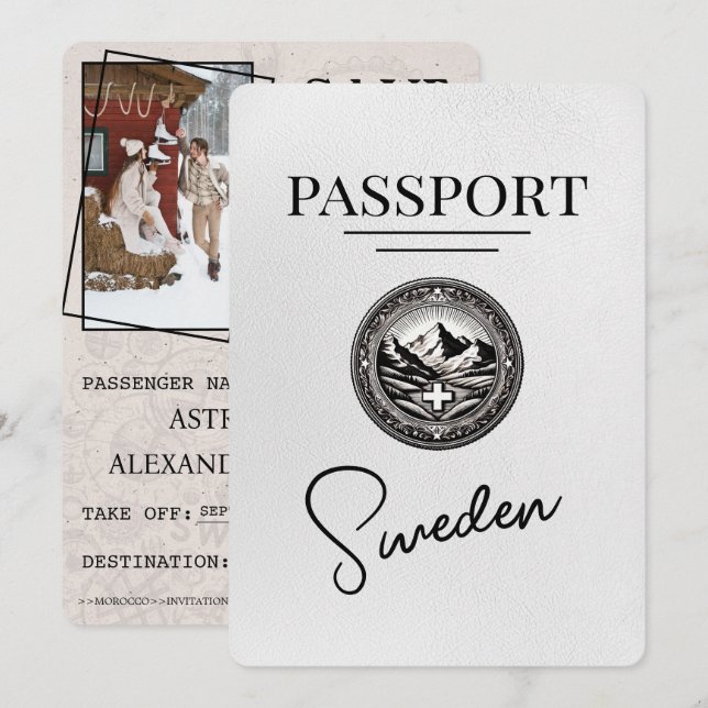 Vit Sverige Passport Spara datum Datumet (Fram/baksida)