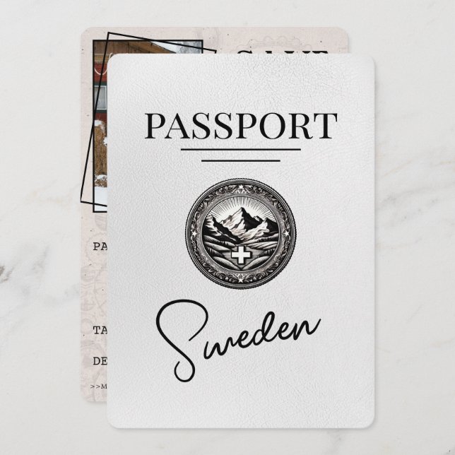 Vit Sverige Passport Spara datum Spara Datumet (Fram/baksida)