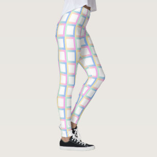 Vit symmetrisk kontrollerad övertoning Mönster Ram Leggings