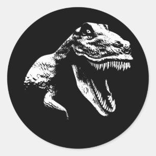 Vit T Rex Runt Klistermärke
