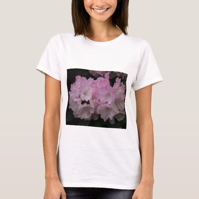 Vit T- Shirt för kvinnor med Elegant Rosa Blommar T (Framsida)