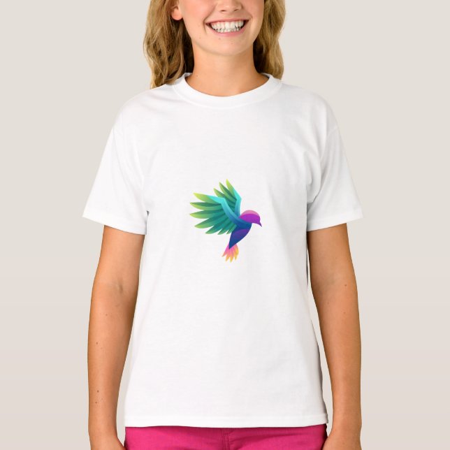 Vit t-shirt med en färgrik grafik (Framsida)