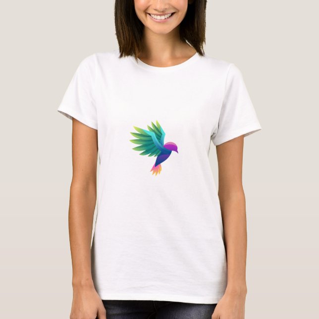 Vit t-shirt med en färgrik grafik (Framsida)