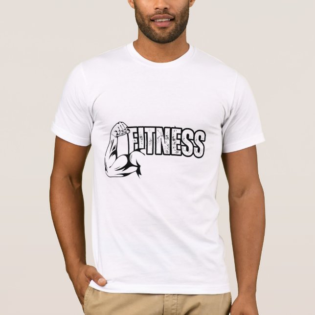 vit t-shirt med fitnessdesign (Framsida)