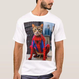 vit T-shirt med katttryck