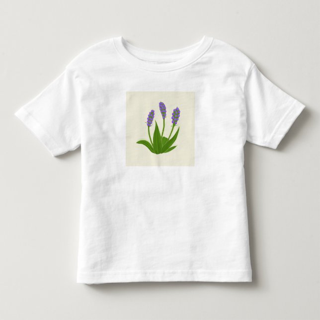 Vit T-Shirt med Lila Blommor (Framsida)