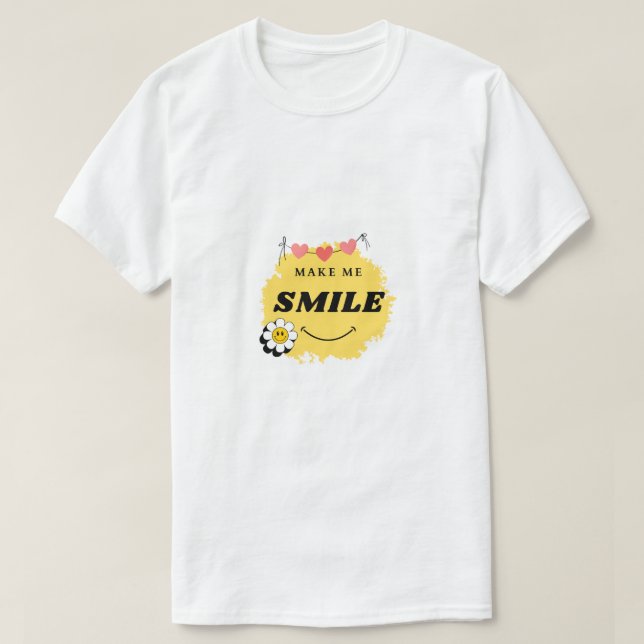 vit t-shirt med make me smile-design (Design framsida)