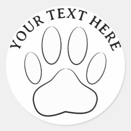 Vit tåavtryck Anpassad text Hundkonst Runt Klistermärke