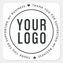 Vit Tack för stöd till mitt företag Fyrkantigt Klistermärke